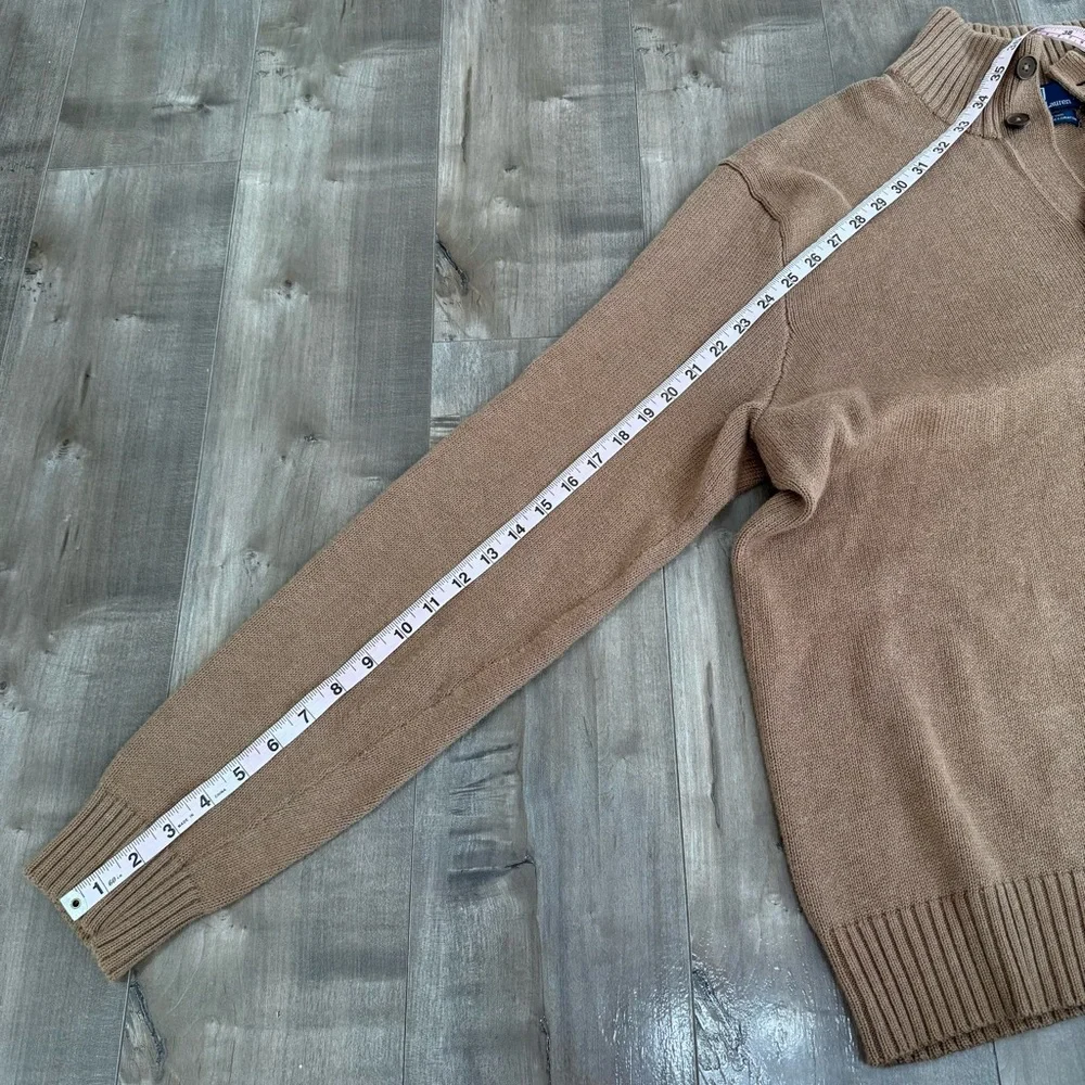 Polo Ralph Lauren Pullover Sweater Three Button Men XL Cotton Khaki Brown Preppy